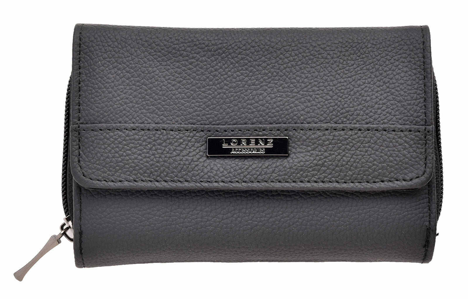 Ladies Leather Purse RFID Blocking Wallet with Multi Card Section Black