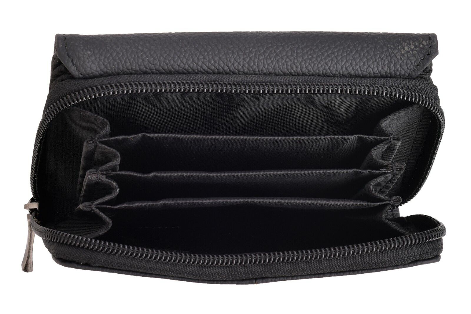 Ladies Leather Purse RFID Blocking Wallet with Multi Card Section Black