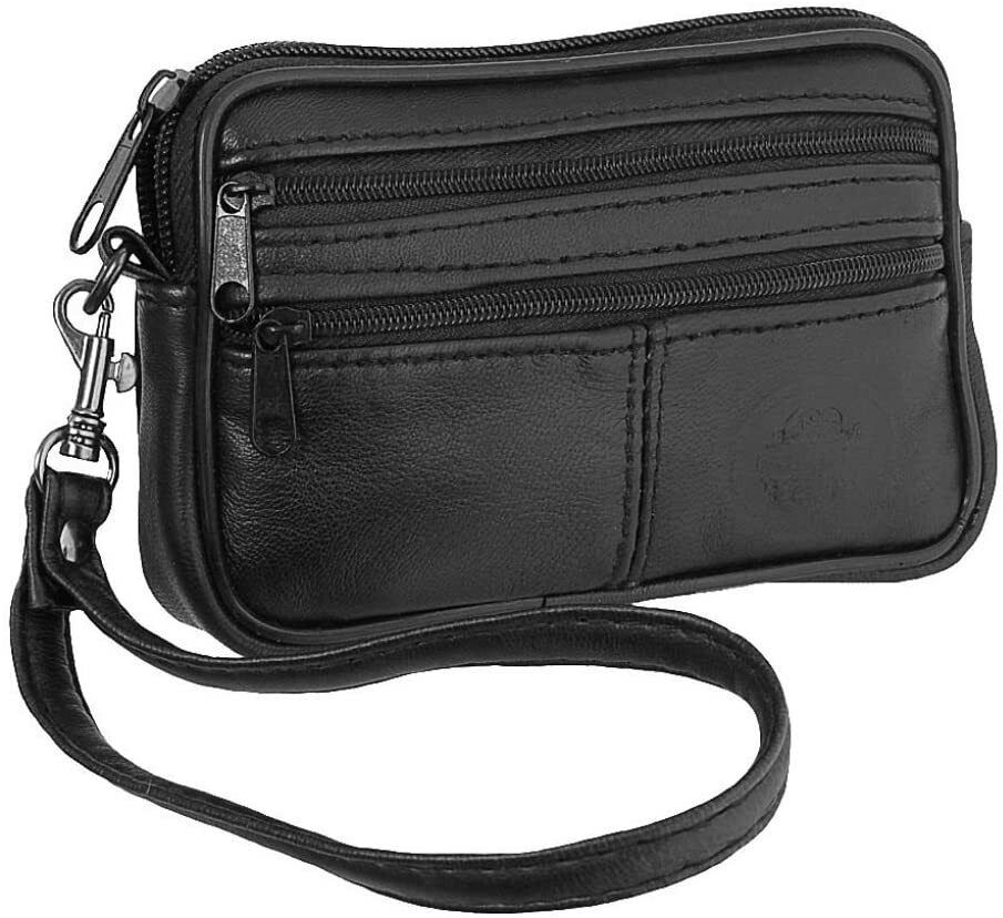 LEATHER COIN POUCH PURSE WALLET POUCH WITH BELT LOOP