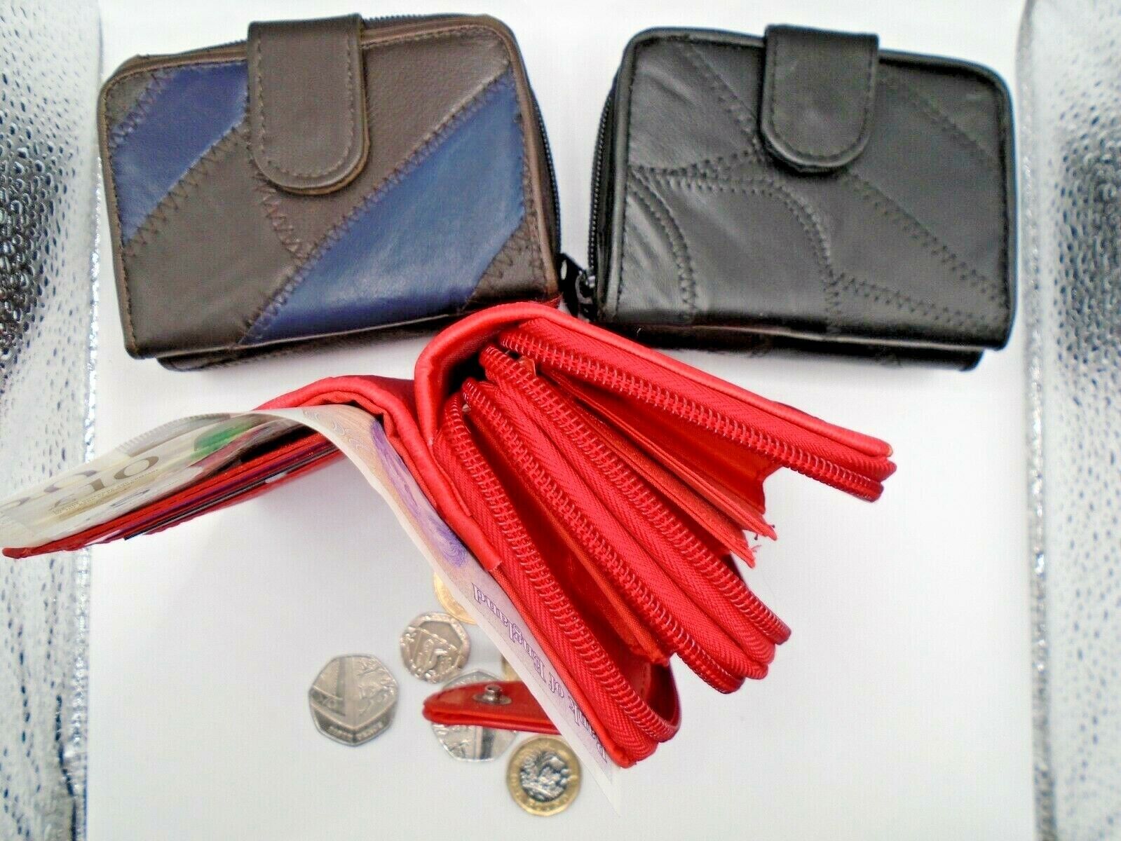 LADIES LEATHER PATCHWORK PURSE NOTECASE - 4 PCS