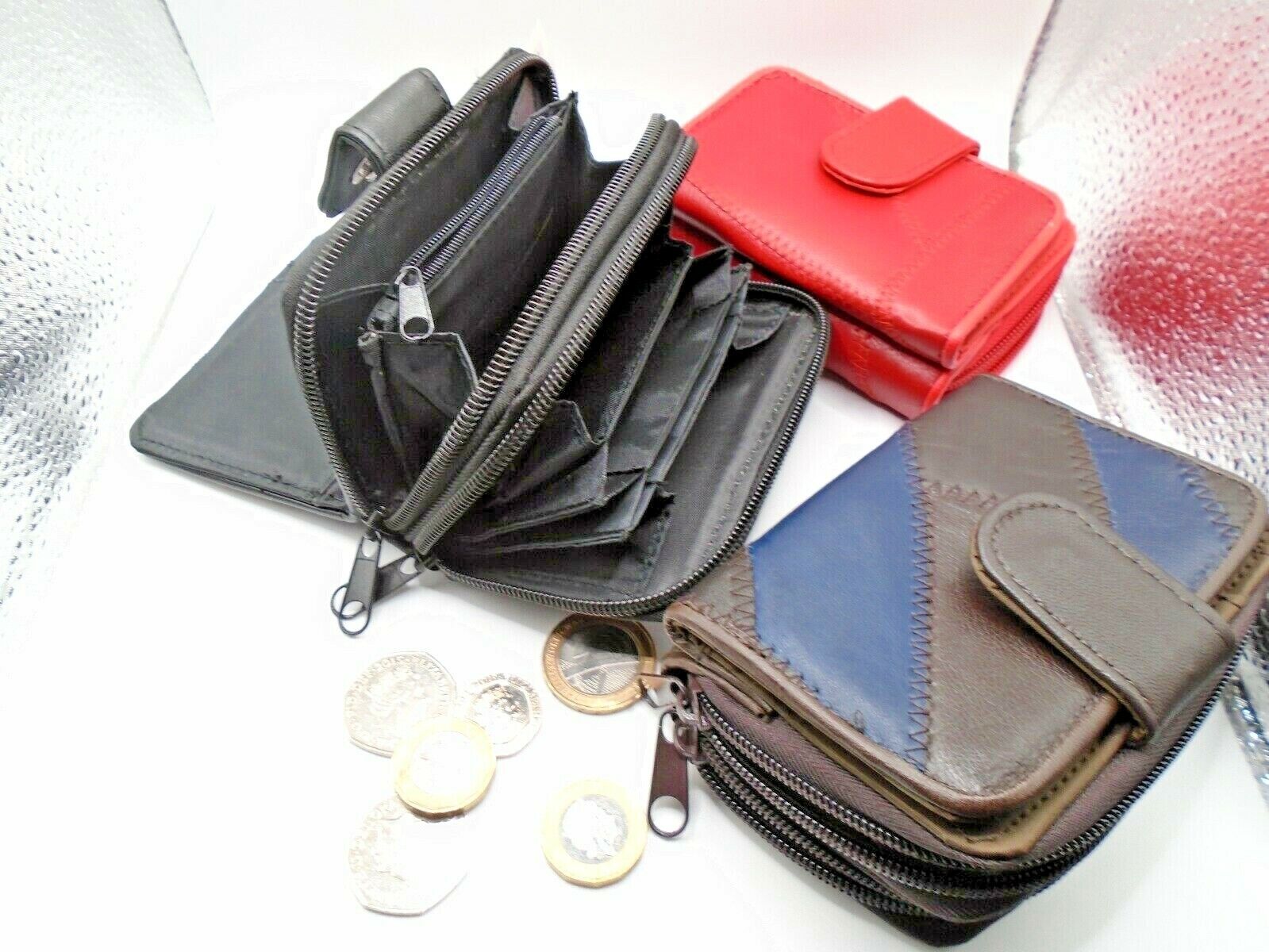 Ladies Leather Purse Compact Small Notes Coins Cards Patchwork
