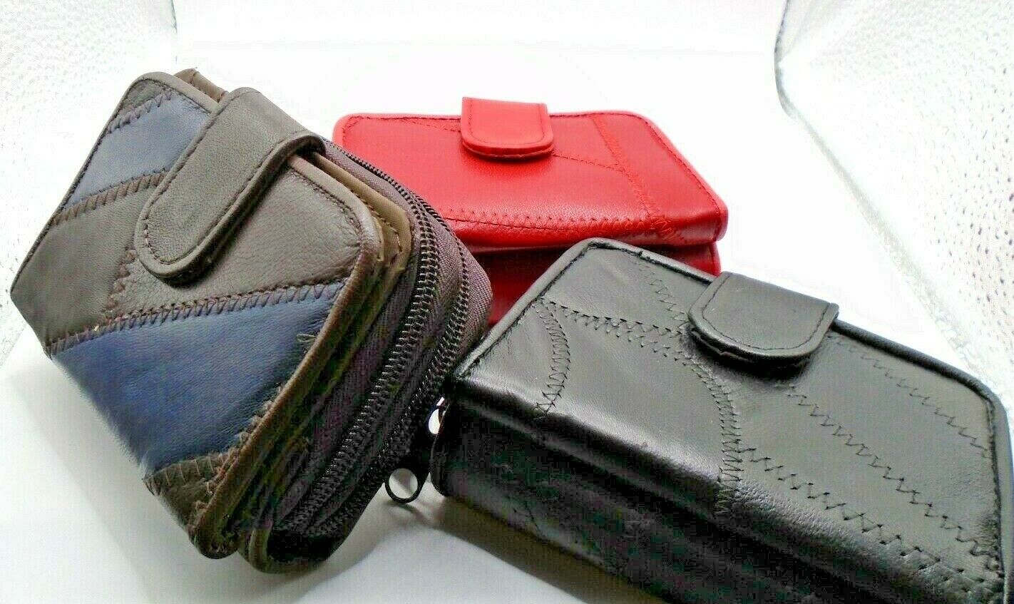 Ladies Womens Leather Purse Compact Small Notes Coins Cards Patchwork UK