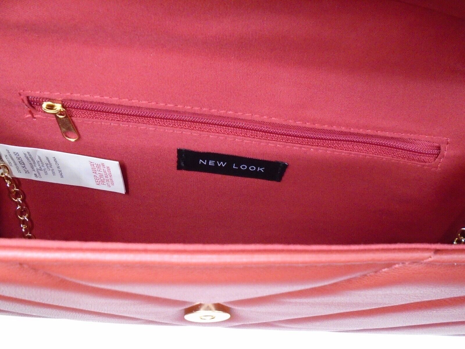 Red Bag Handbag Woman Shoulder Strap Quilted Clutch Chains Eco-Leather