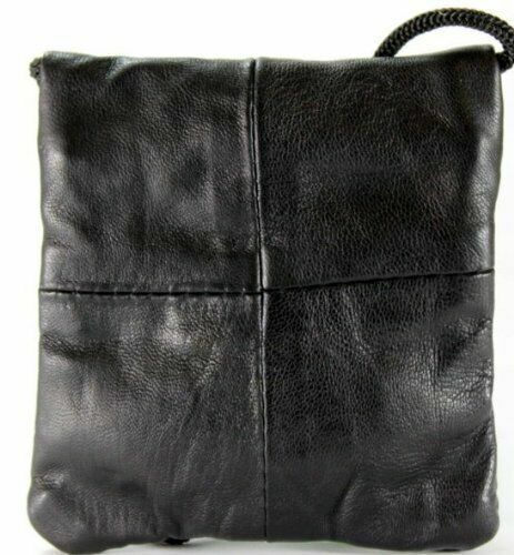 Real Leather Shoulder Mini Neck Purse Cross Body Travel Satchel Bag Black