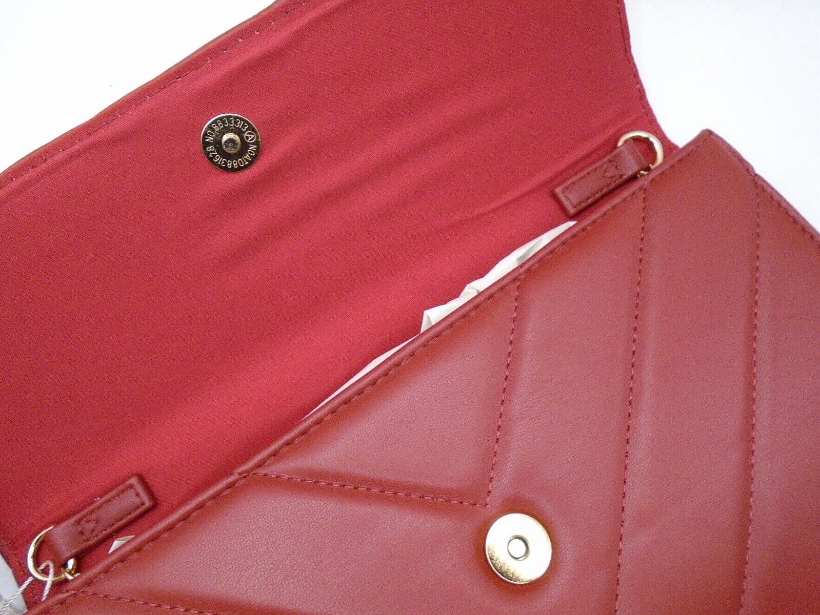 Red Bag Handbag Woman Shoulder Strap Quilted Clutch Chains Eco-Leather
