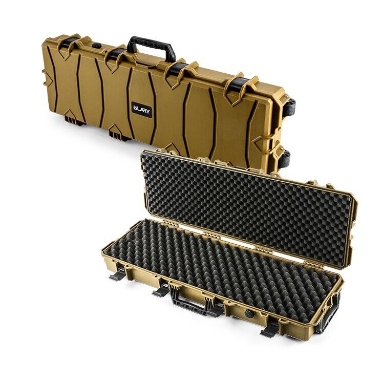 Large Wheeled Airsoft Rifle Hard Gun Case - Brown (Wave)