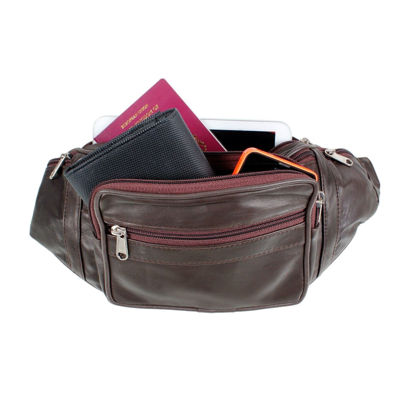 TRAVEL LEATHER BUM BAG MONEY WAIST BELT PACK HOLIDAY FESTIVAL MONEY POUCH