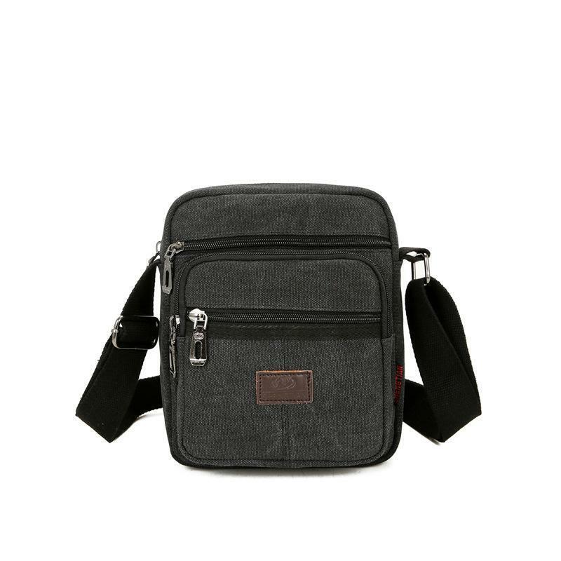Mens Ladies Black Messenger Bag Canvas Cross Body Shoulder Utility Travel Work