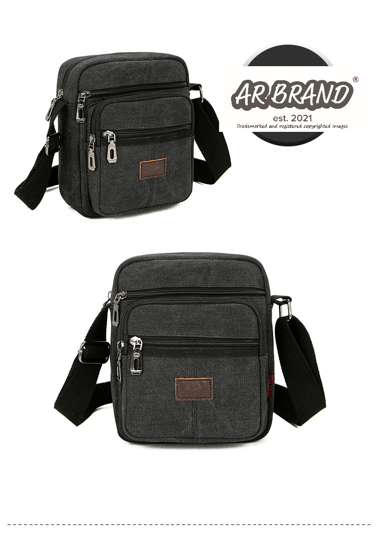Mens Ladies Black Messenger Bag Canvas Cross Body Shoulder Utility Travel Work