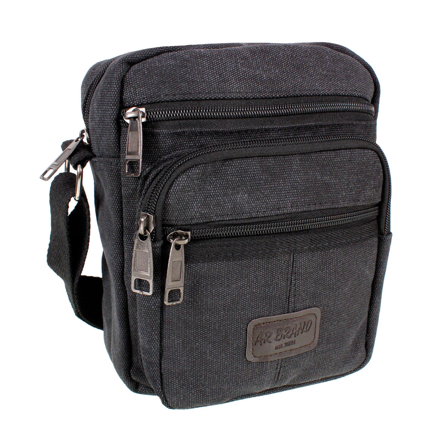 Mens Ladies Black Messenger Bag Canvas Cross Body Shoulder Utility Travel Work