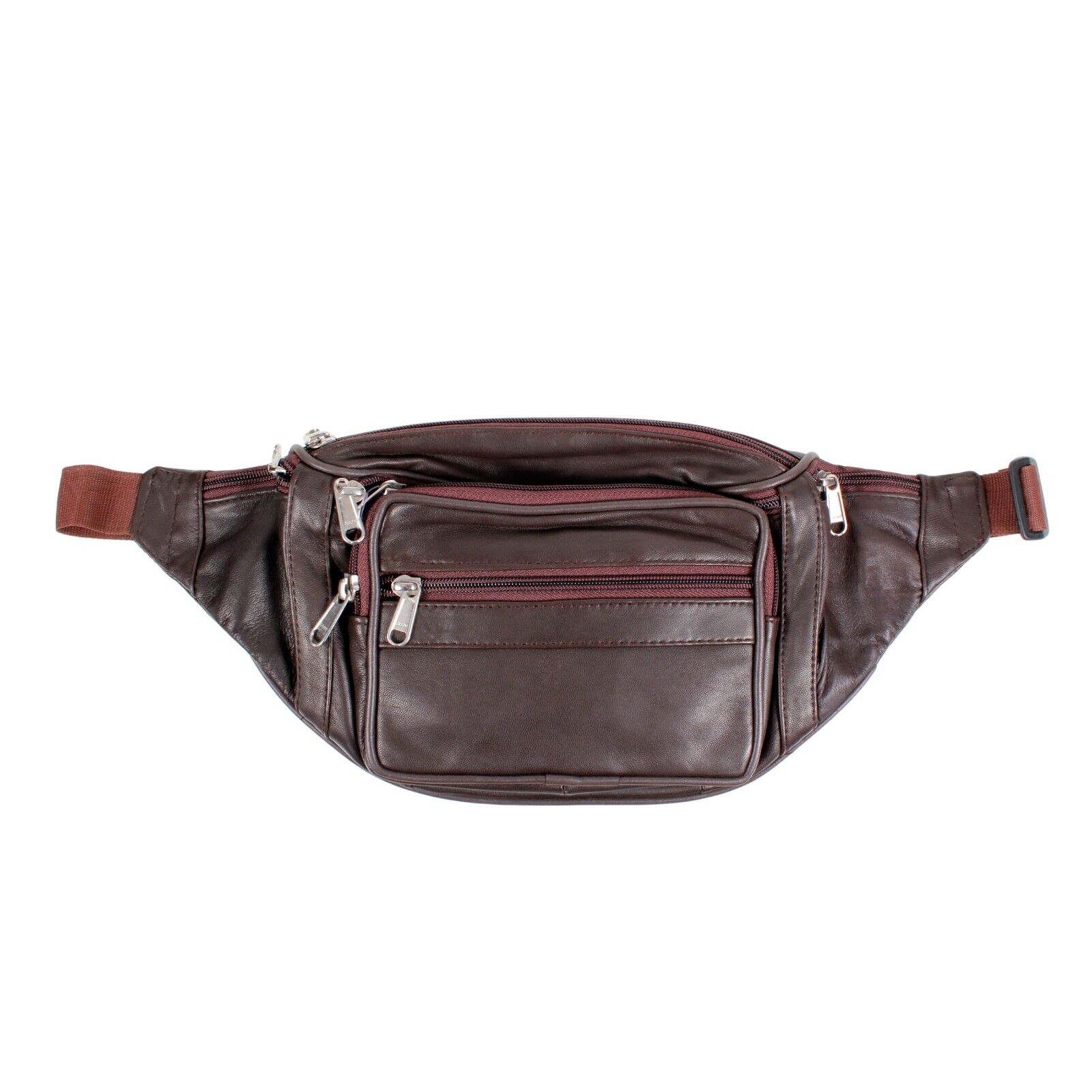 TRAVEL LEATHER BUM BAG MONEY WAIST BELT PACK HOLIDAY MONEY POUCH BROWN