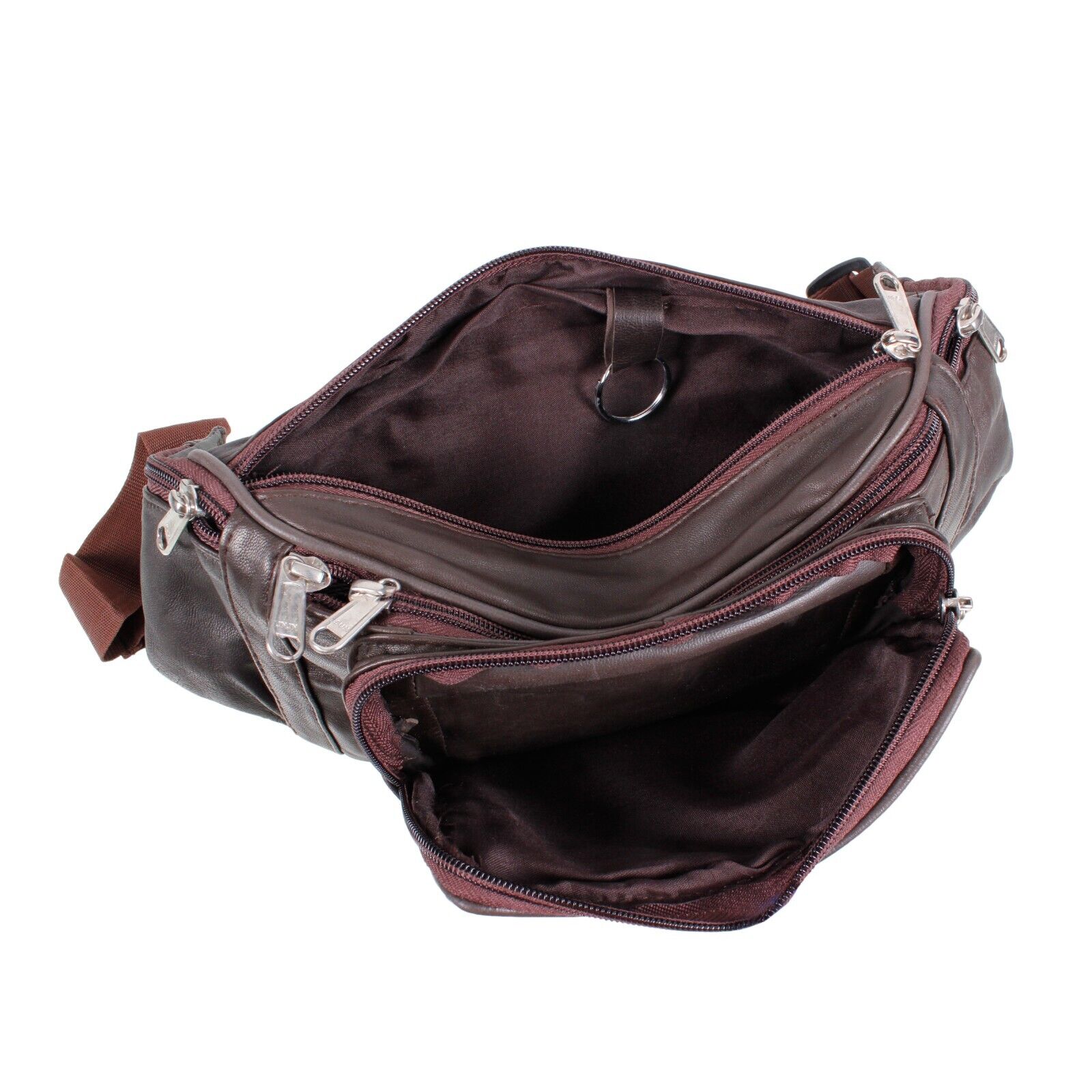 TRAVEL LEATHER BUM BAG MONEY WAIST BELT PACK HOLIDAY MONEY POUCH BROWN
