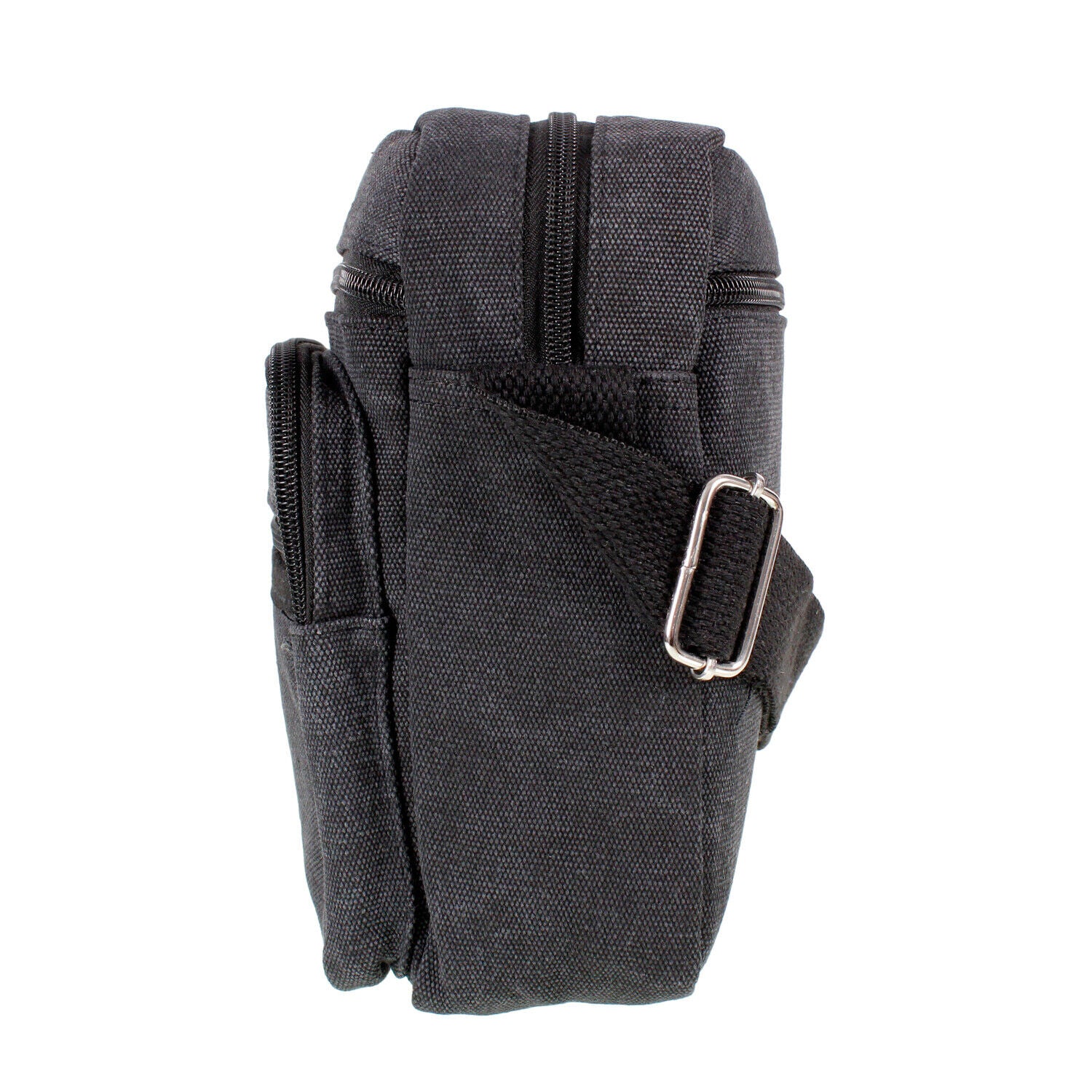 Mens Ladies Black Messenger Bag Canvas Cross Body Shoulder Utility Travel Work