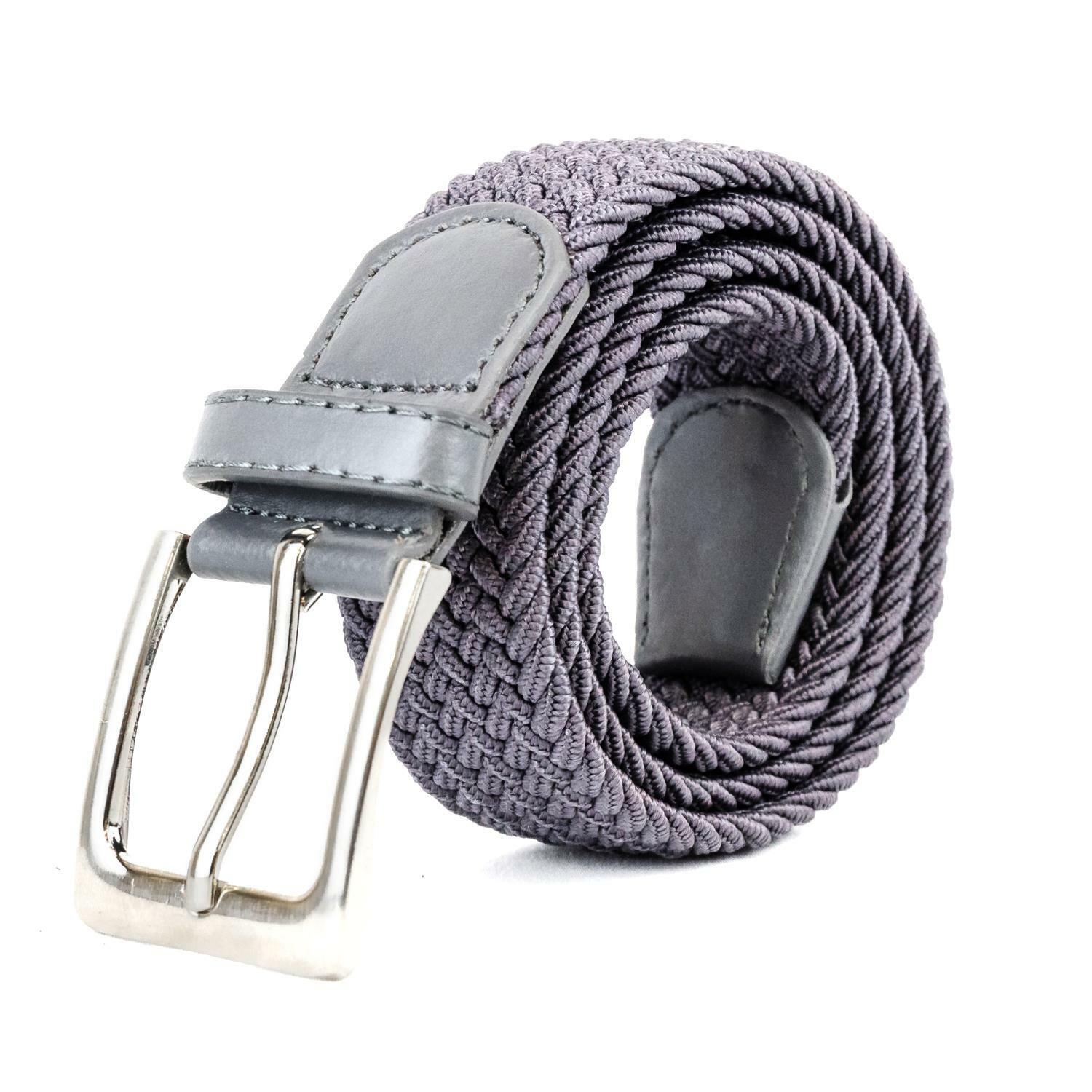 Stretchy Belt Men Women Casual Belt for Jeans, Woven Belt Braided Steel Buckle A