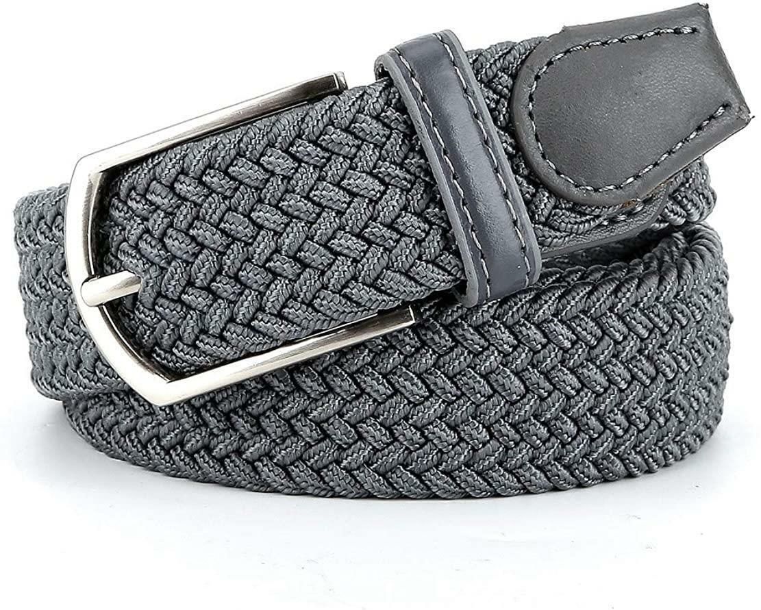 Stretchy Belt, Men Women Casual Belt for Jeans, Woven Belt Braided, Steel Buckle