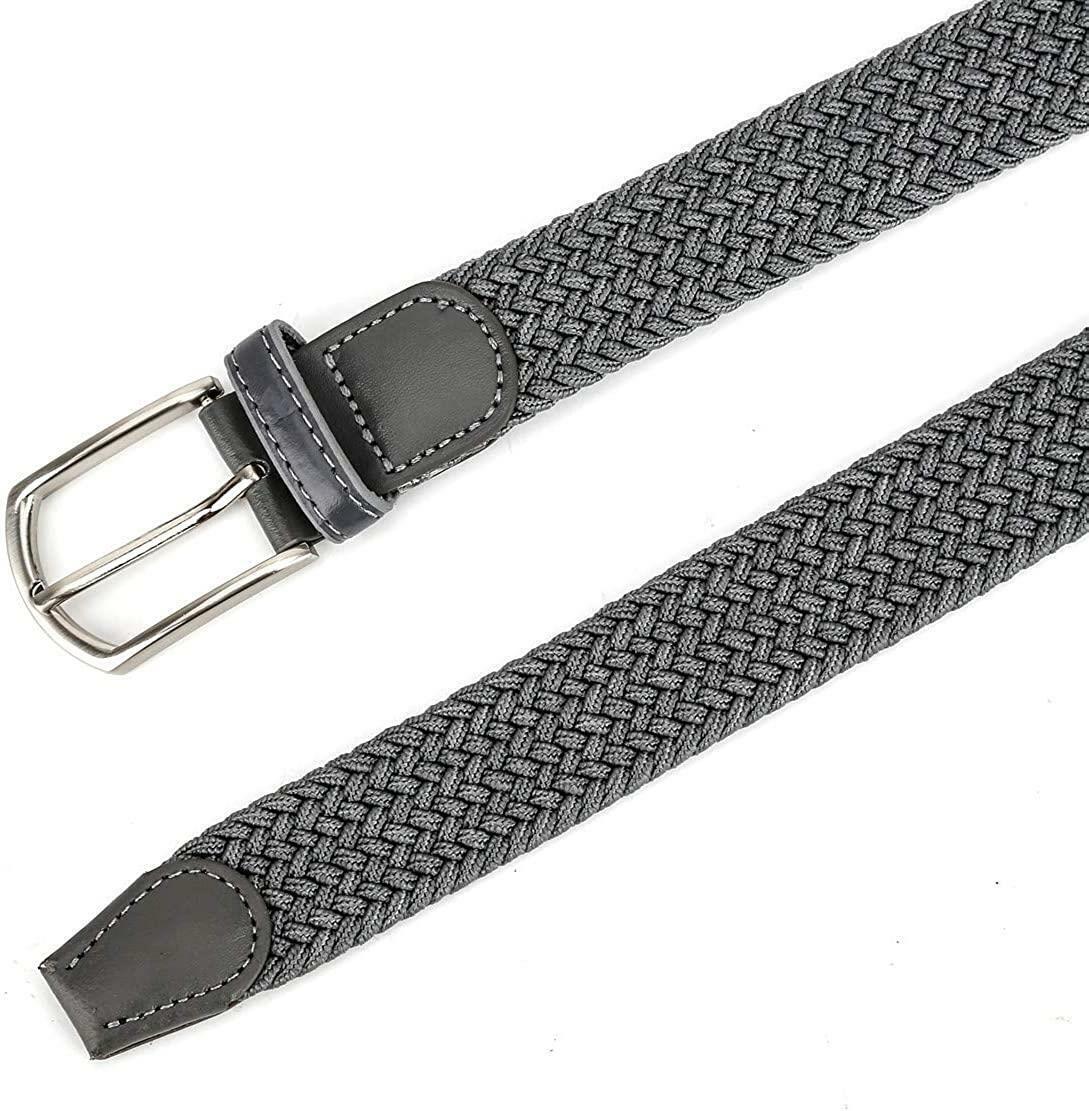 Stretchy Belt, Men Women Casual Belt for Jeans, Woven Belt Braided, Steel Buckle