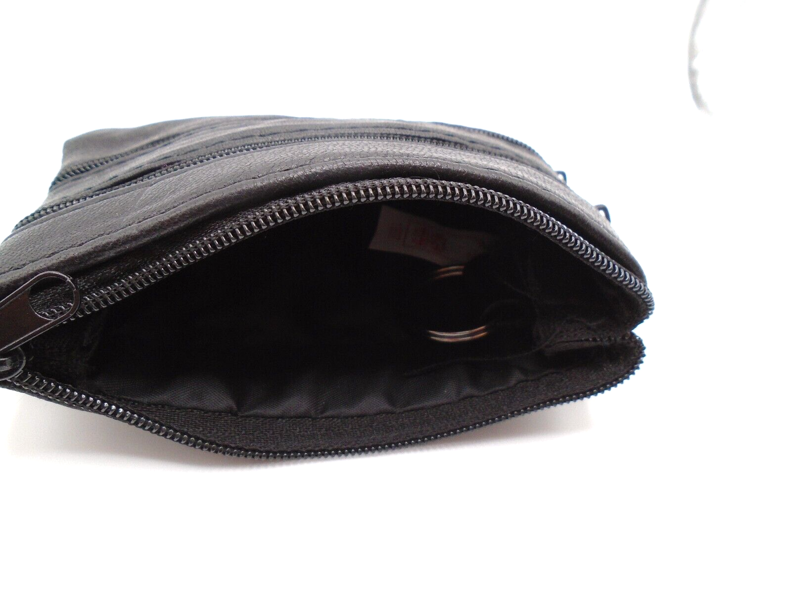 Leather Key Ring Pouch Zips Coin Holder Money Bag Wallet Purse