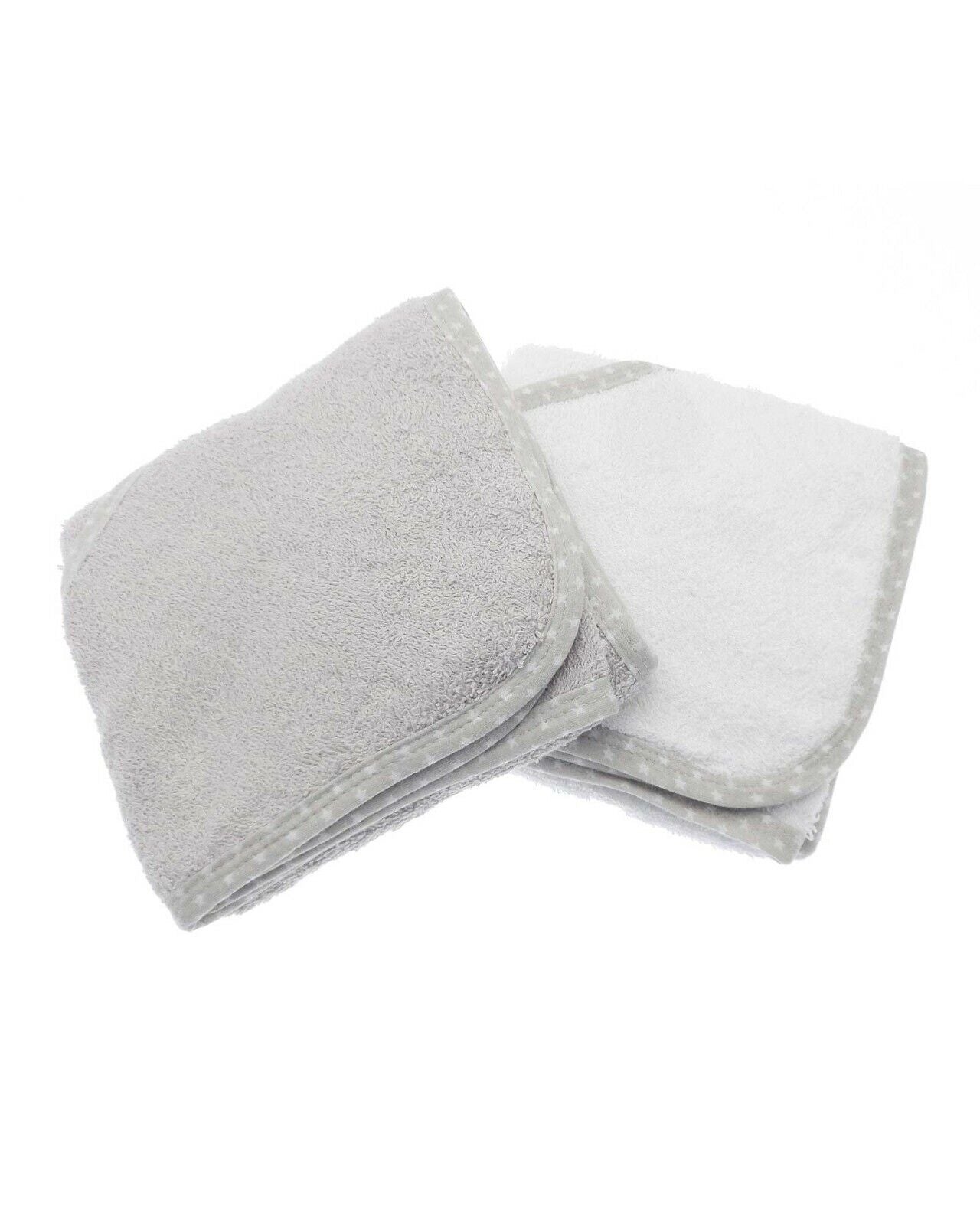 ELLI AND RAFF 2 GREY WHITE HOODED BATH TOWELS NEWBORN BABY SHOWER WRAP BOY GIRL
