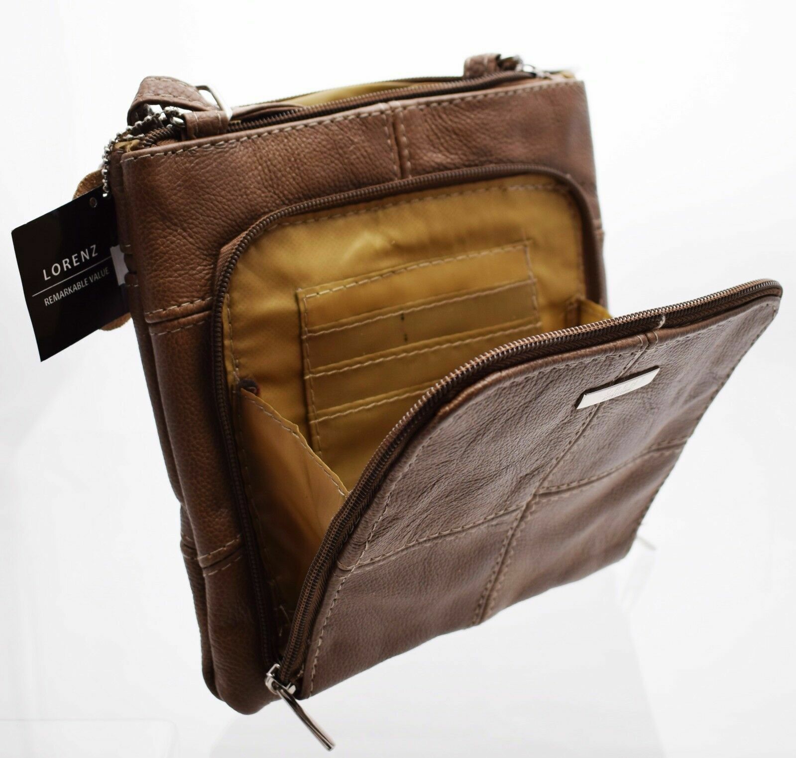 Fawn Cowhide Leather Ladies Cross Body Shoulder Bag Real Womens Small Fawn