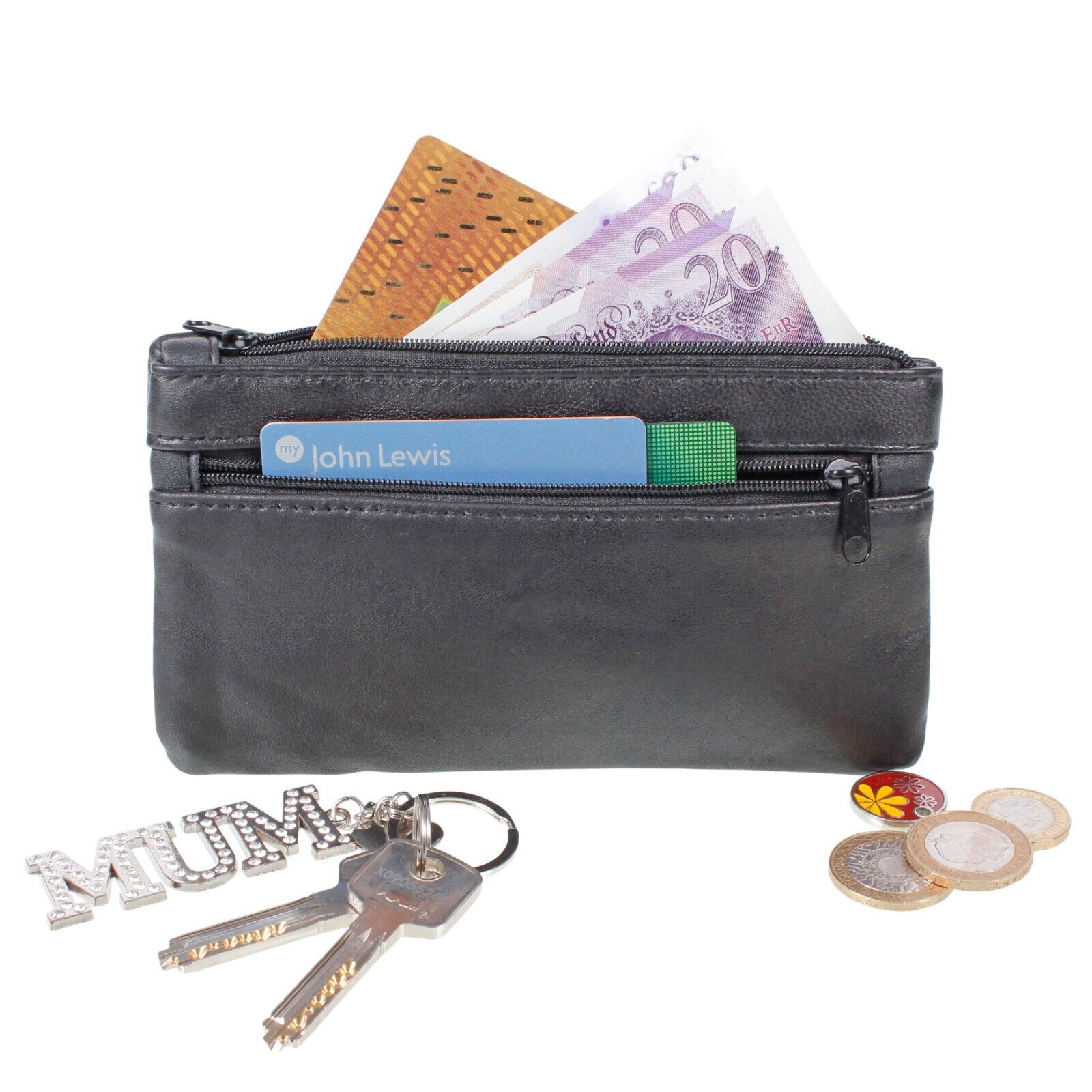 Ladies Slim Purse Black Soft Leather Purse Womens