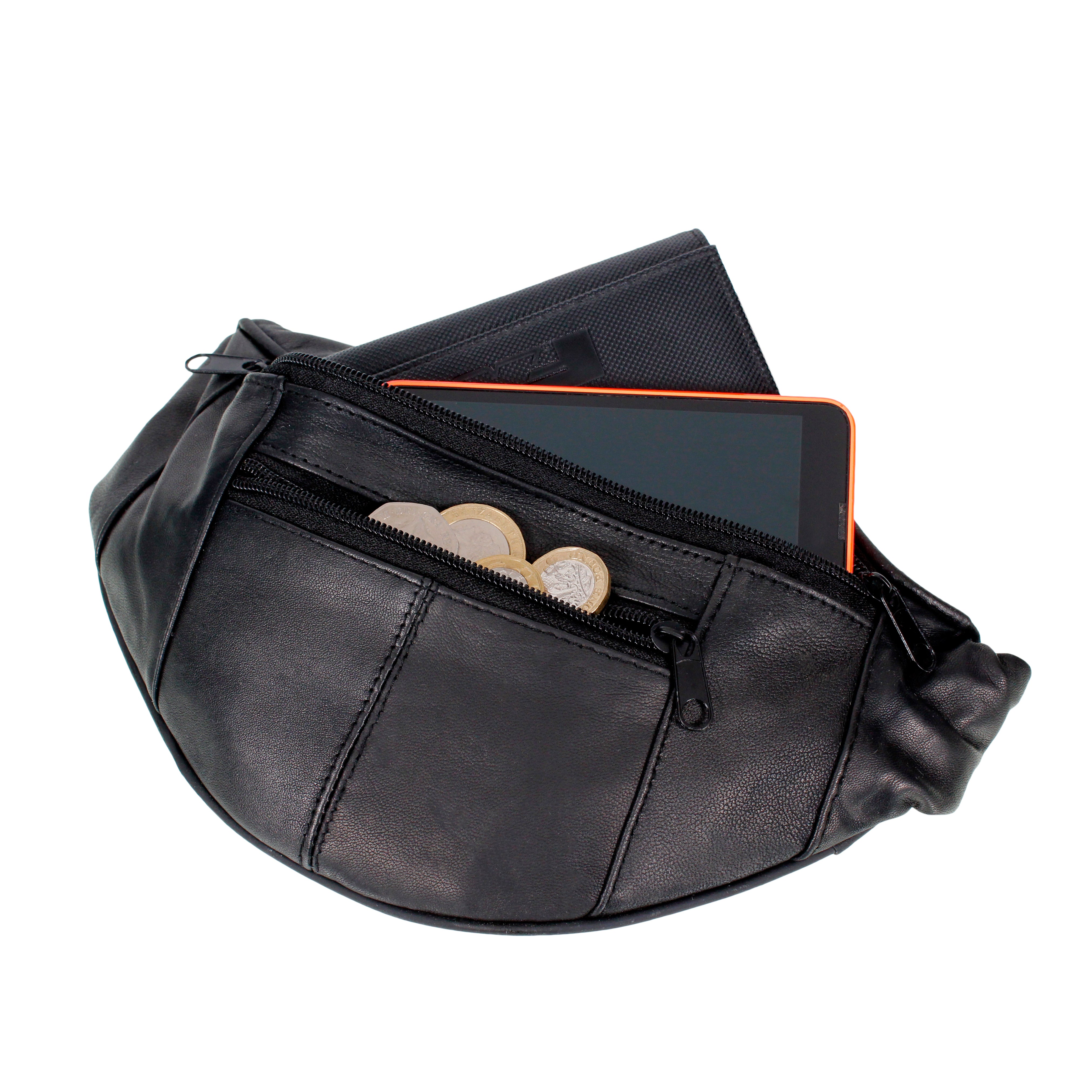 REAL LEATHER BUM WAIST BAG TRAVEL HOLIDAY MONEY BELT CHANGE BUMBAG