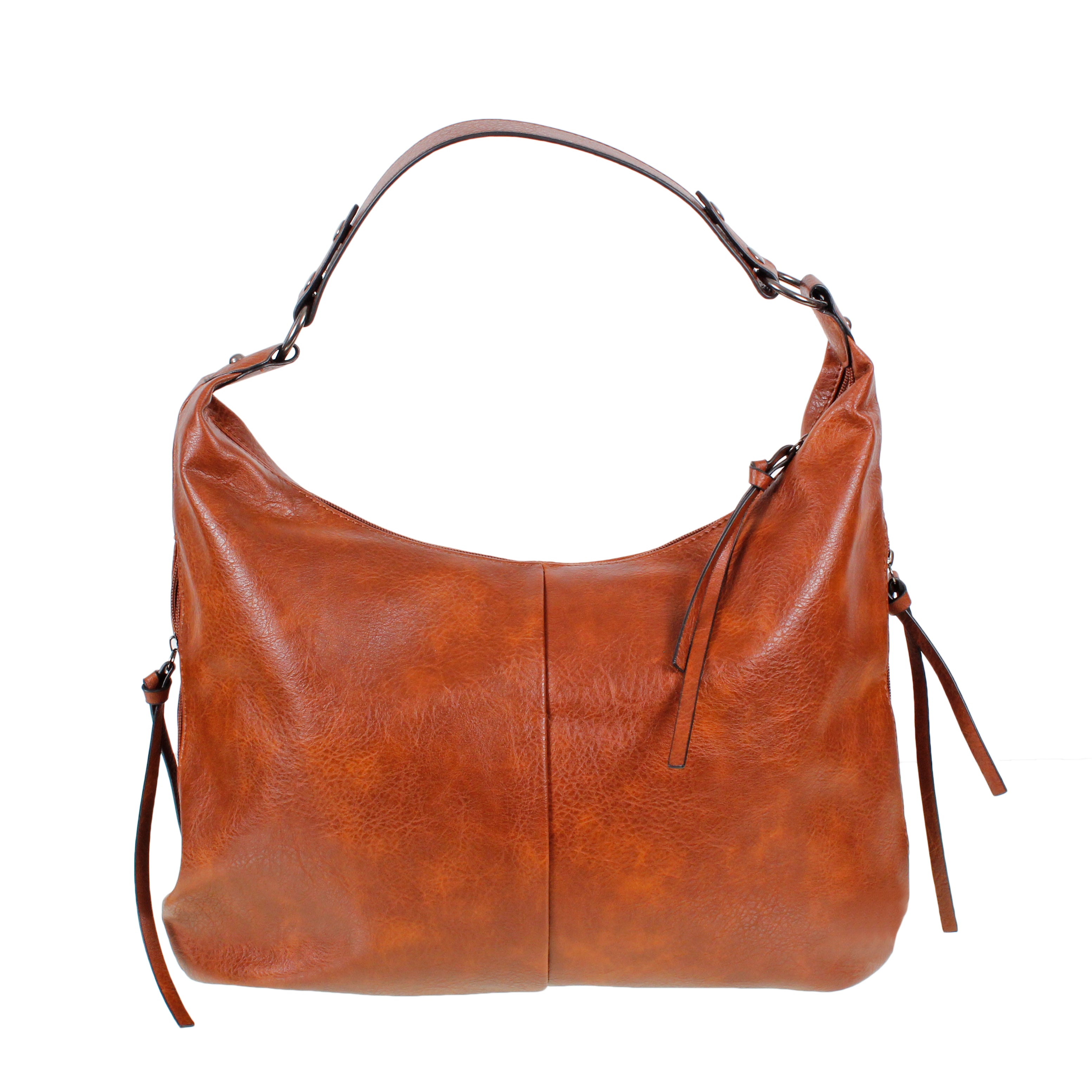 Ladies Handbag Brown Vegan Leather Shoulder Tote Bag SET OF 3 WITH STRAP
