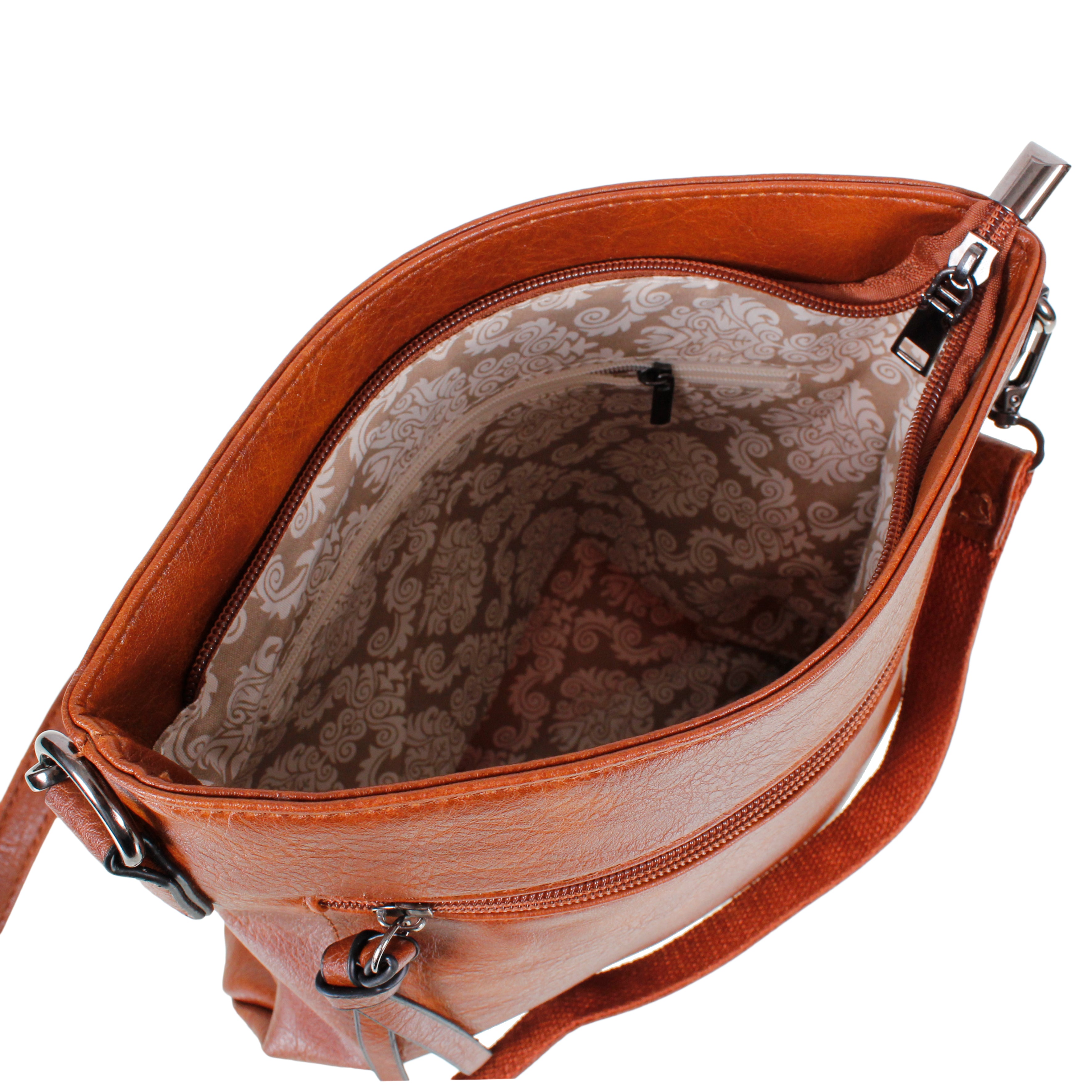Ladies Handbag Brown Vegan Leather Shoulder Tote Bag SET OF 3 WITH STRAP