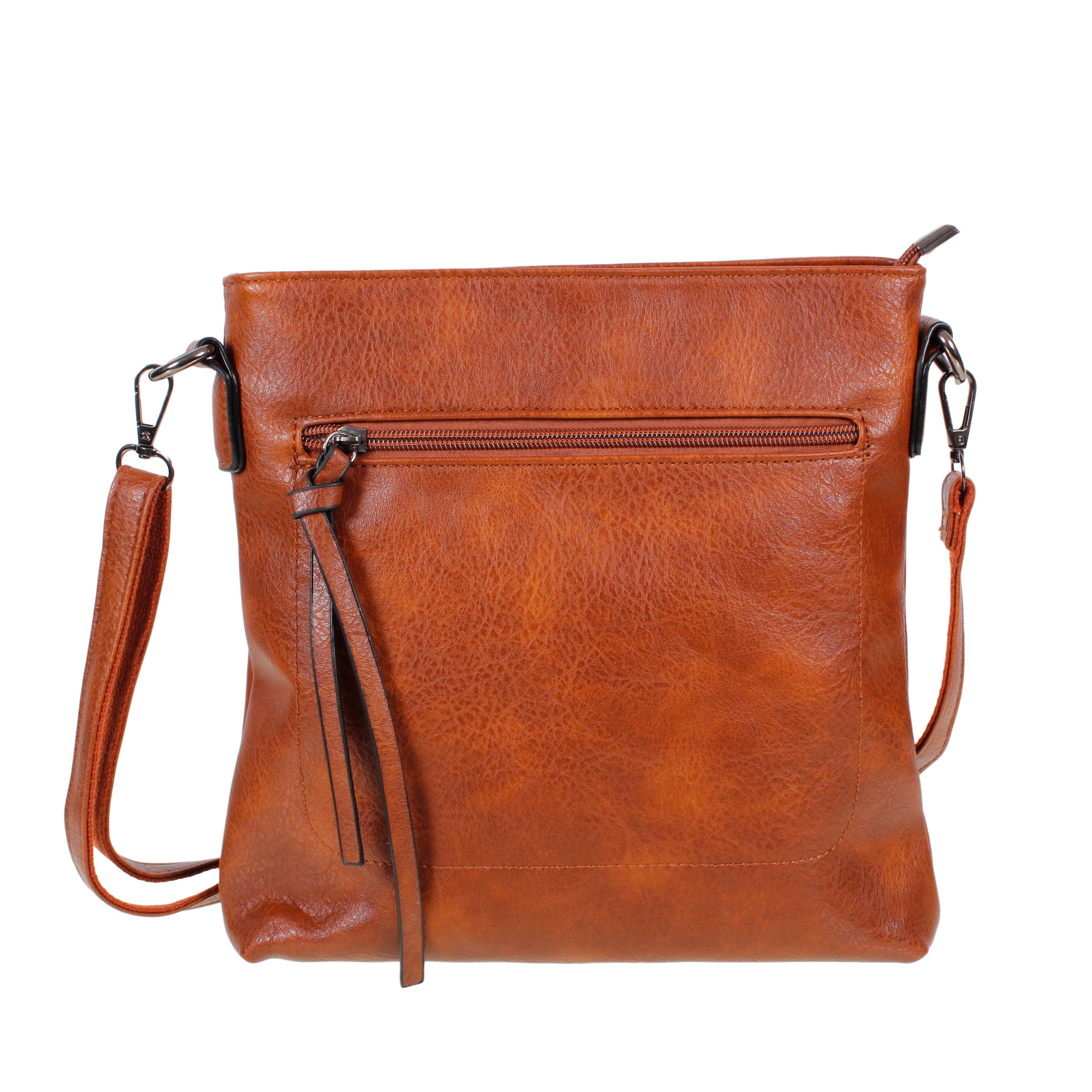 Ladies Handbag Brown Vegan Leather Shoulder Tote Bag SET OF 3 WITH STRAP