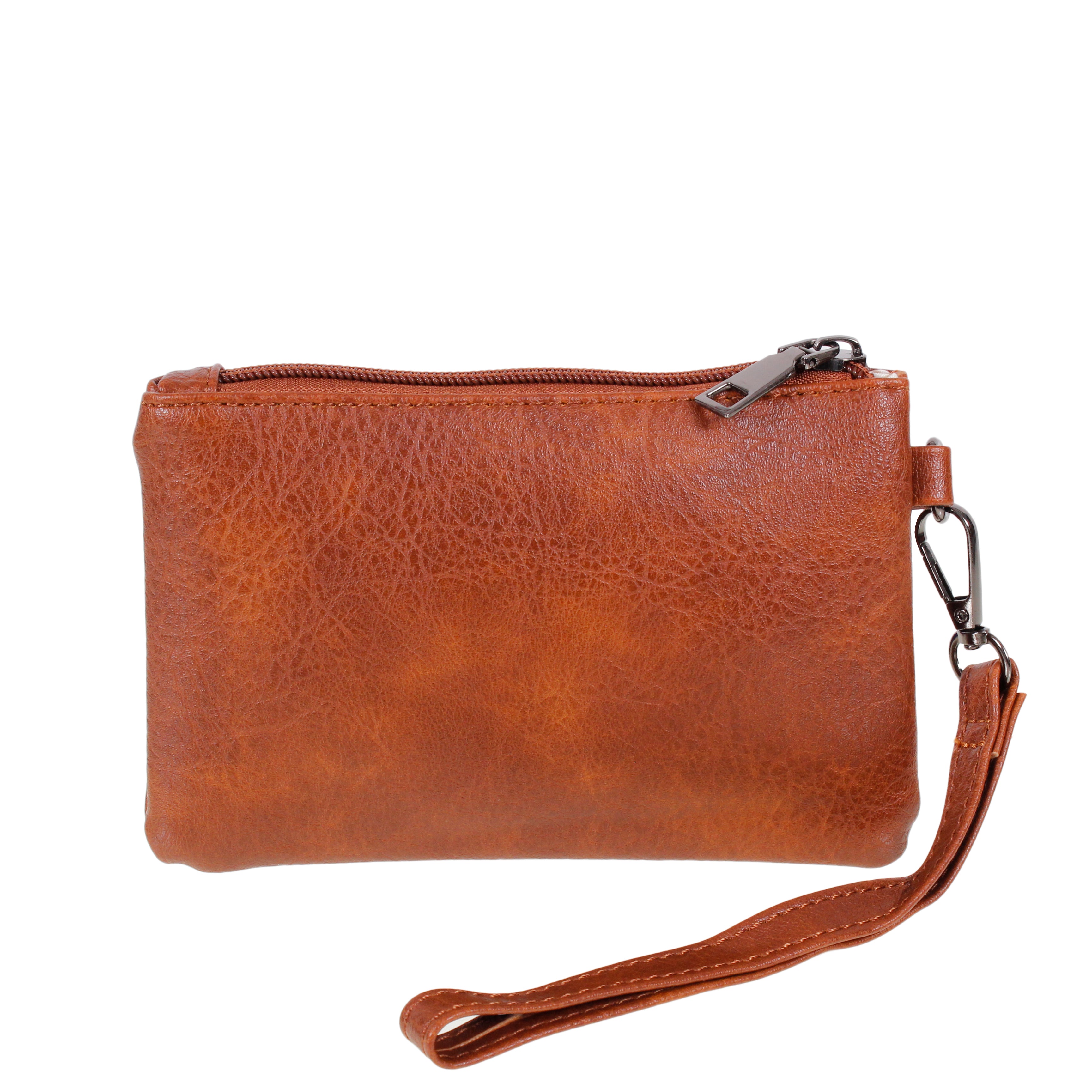 Ladies Handbag Brown Vegan Leather Shoulder Tote Bag SET OF 3 WITH STRAP