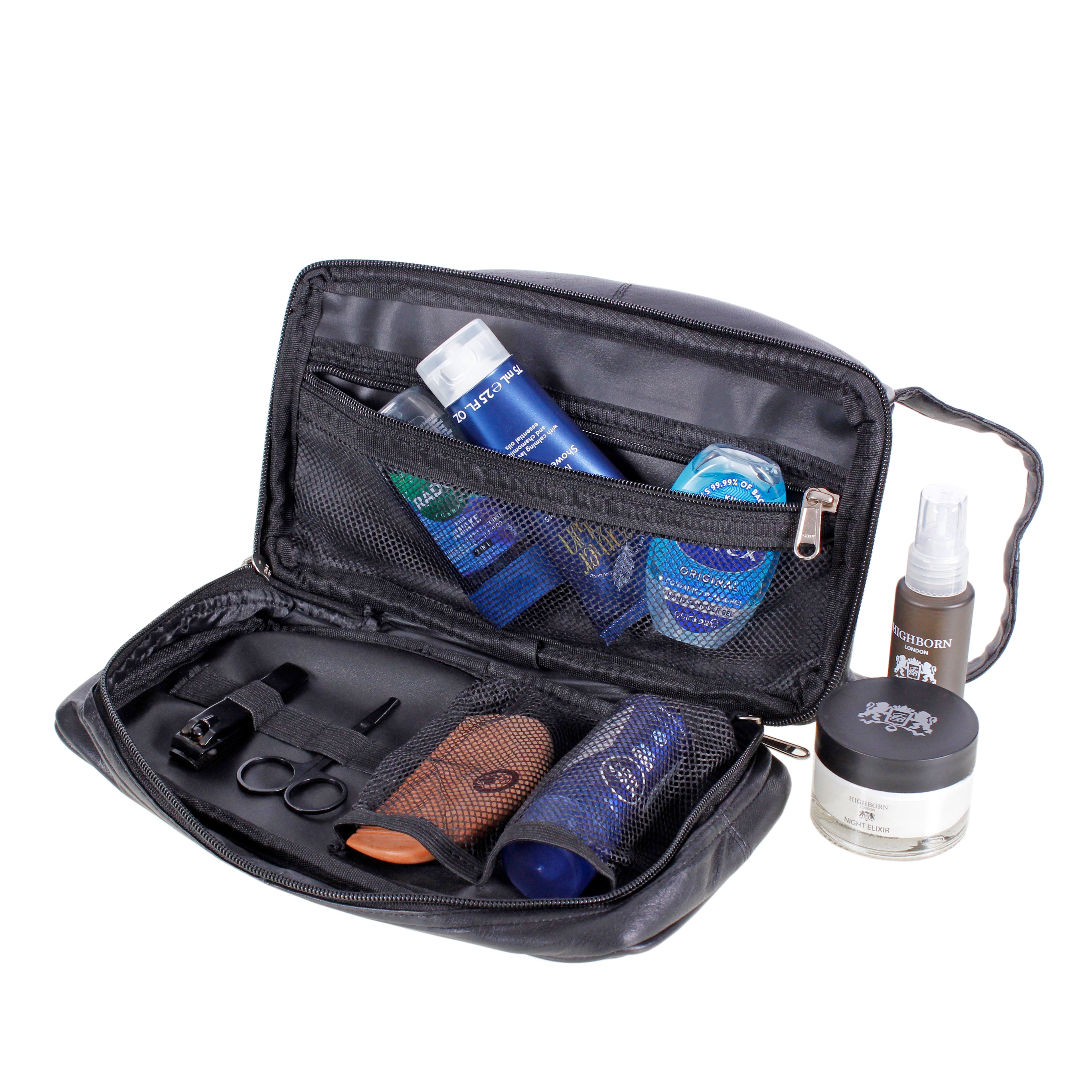 Mens Leather Washbag