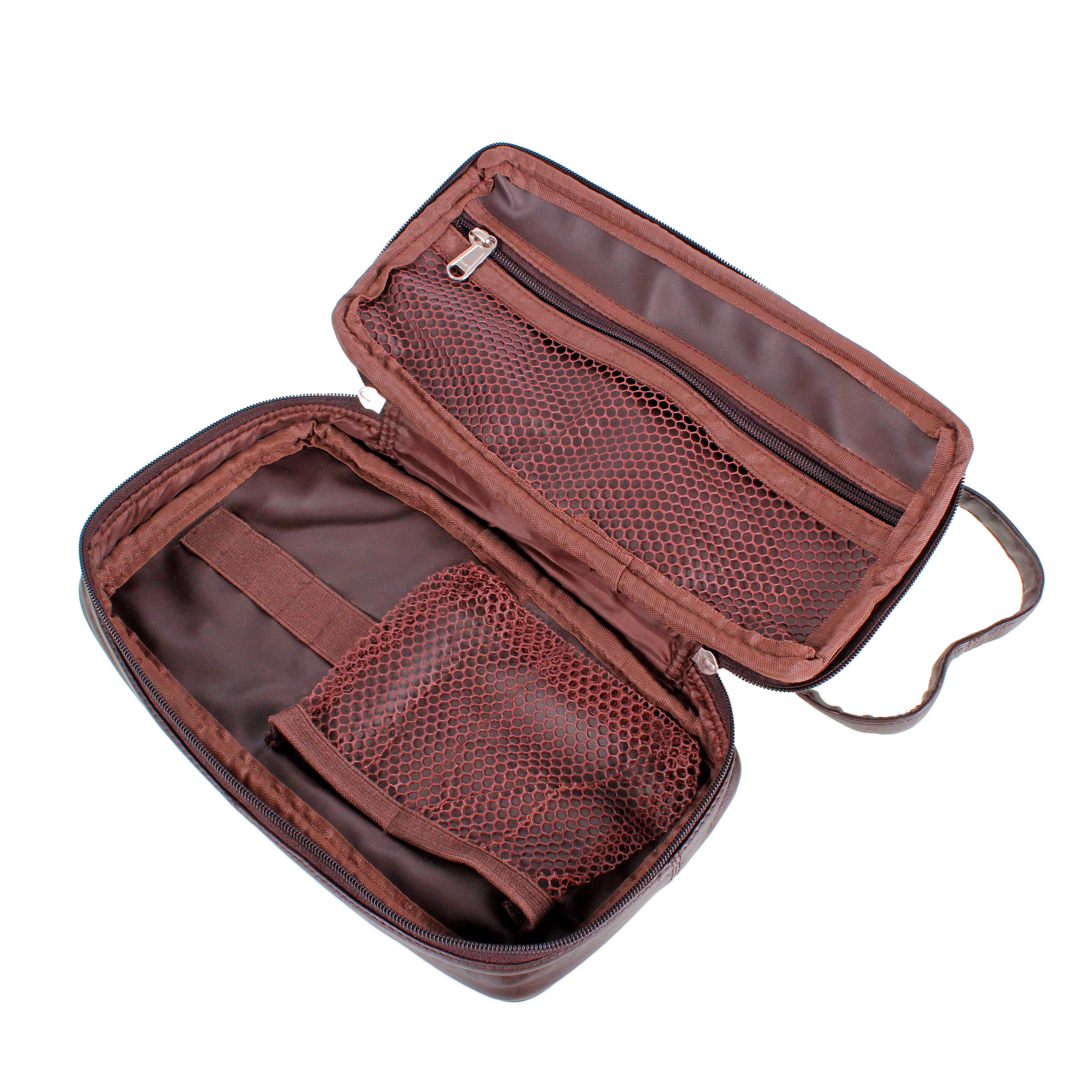 Brown Leather Washbag Mens