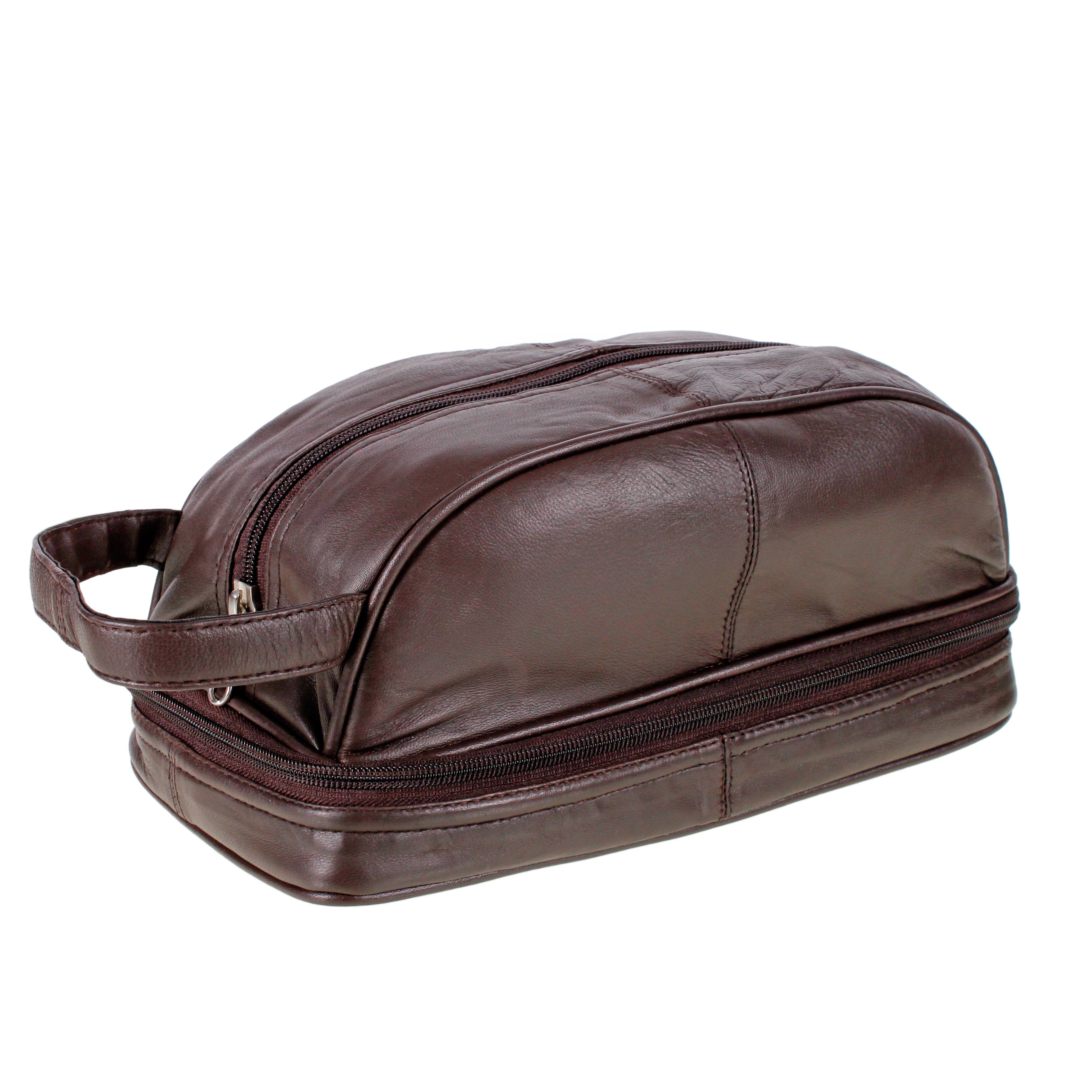 Brown Leather Washbag Mens