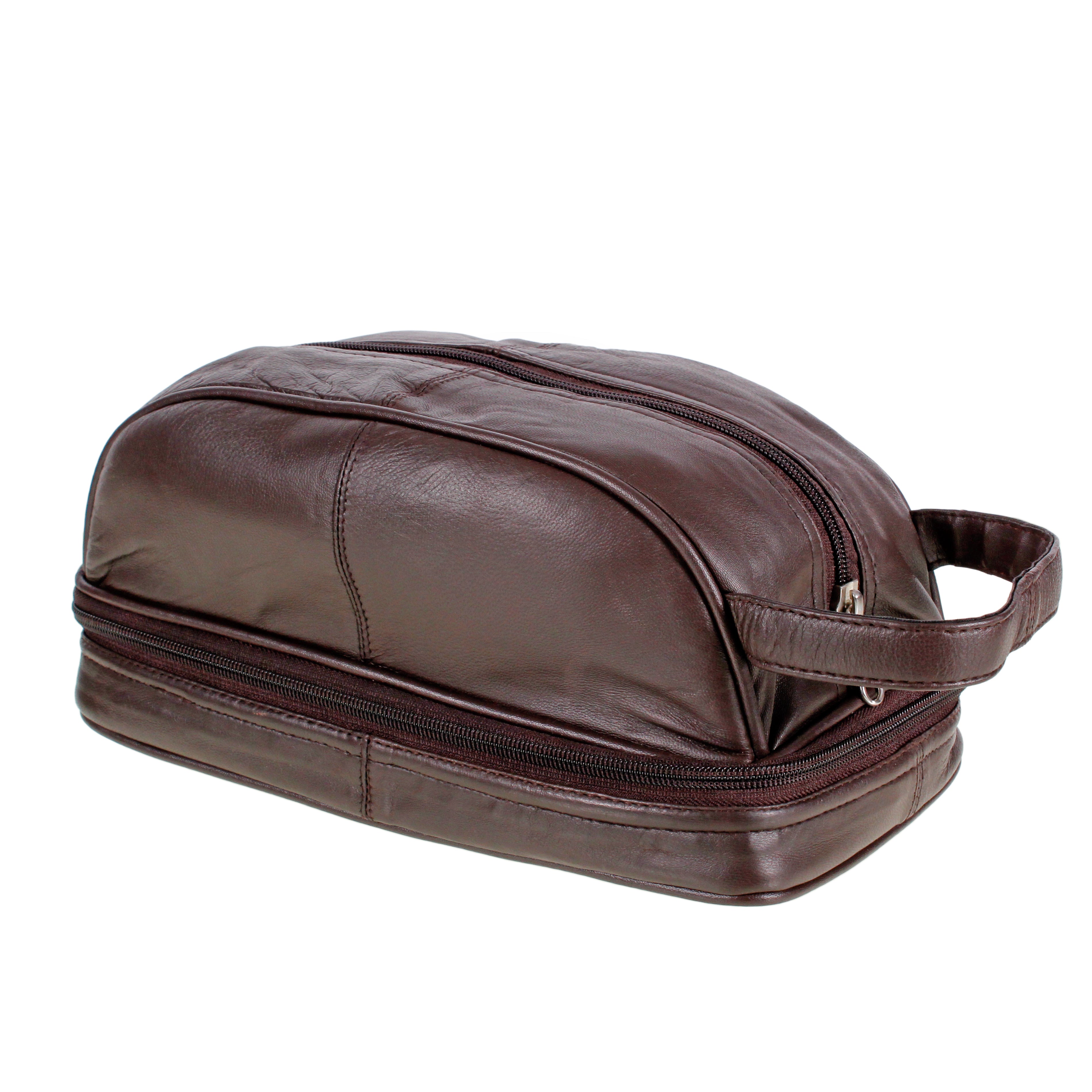 Brown Leather Washbag Mens