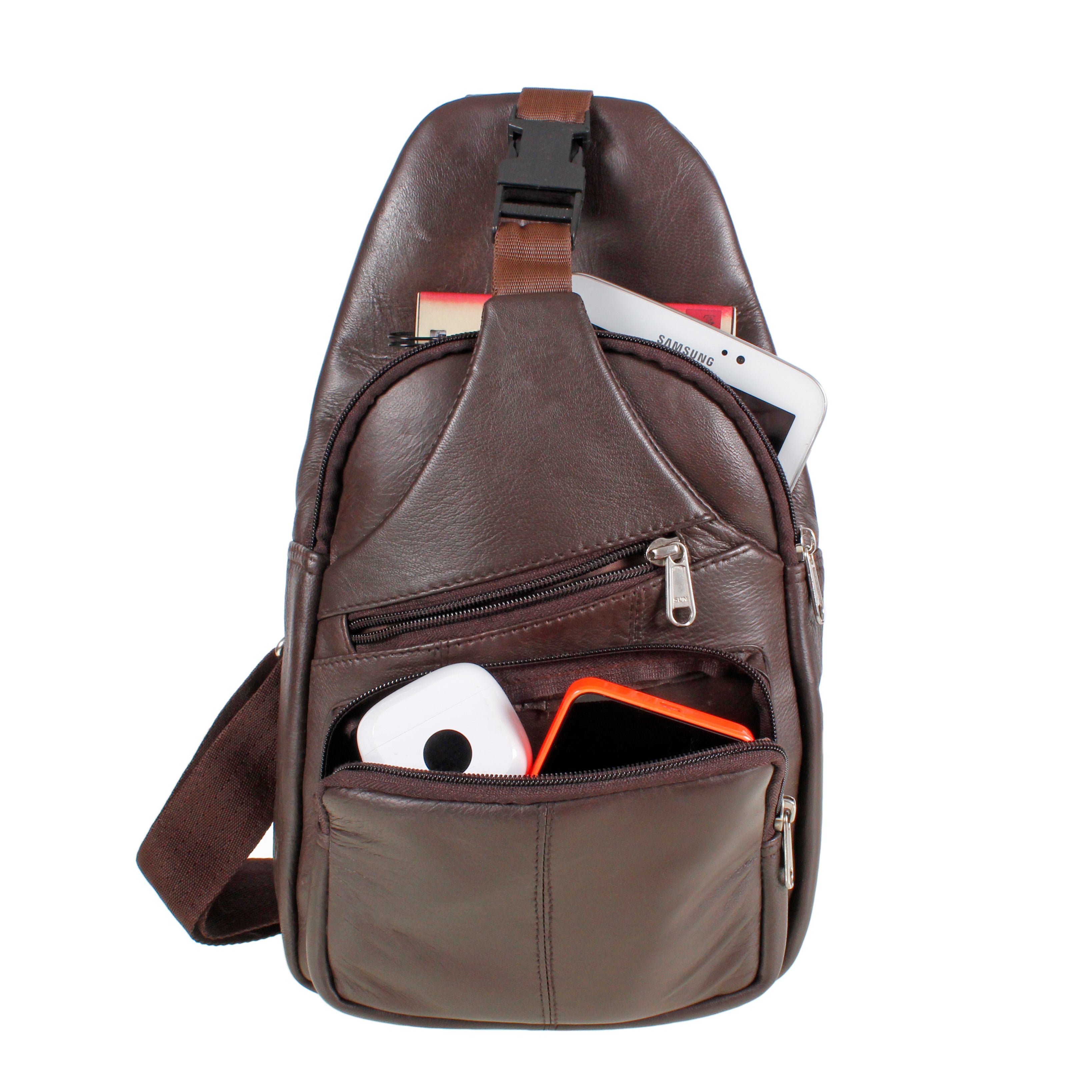 Mens Leather CrossBody Backpack Bag