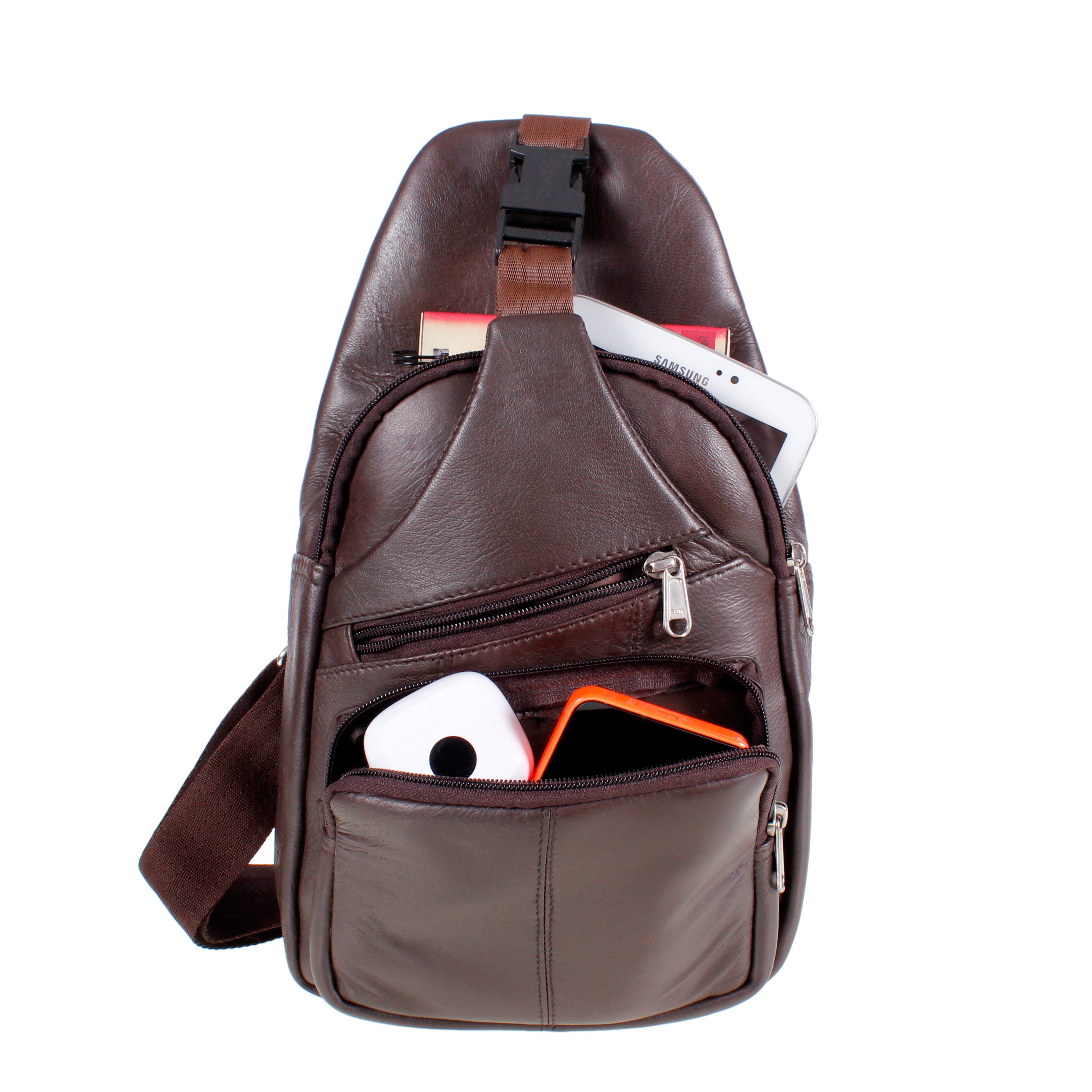 Mens Leather CrossBody Backpack Bag