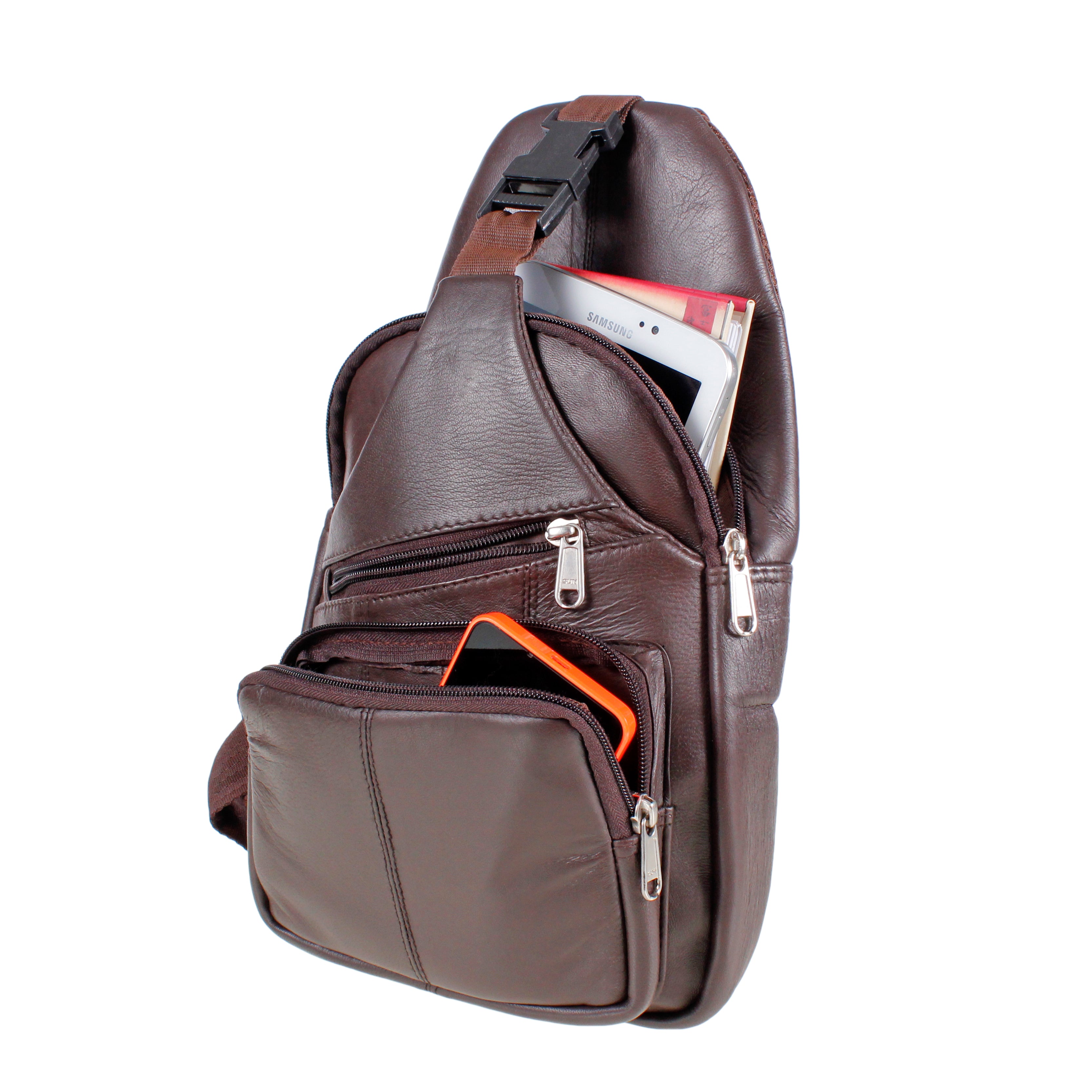 Mens Leather CrossBody Backpack Bag