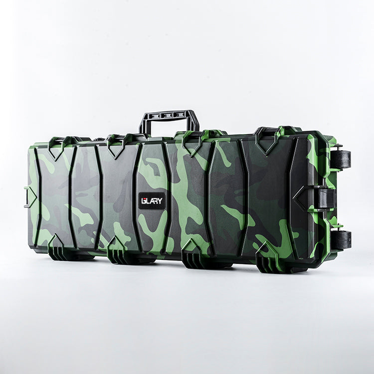 Large Wheeled Airsoft Rifle Hard Gun Case - Green Camouflage (Wave)