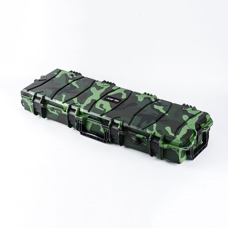 Large Wheeled Airsoft Rifle Hard Gun Case - Green Camouflage (Wave)