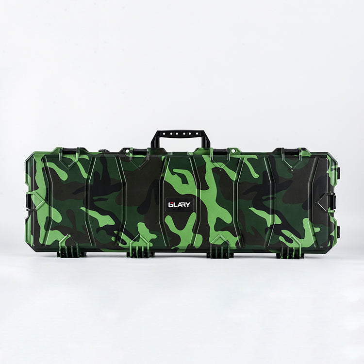 Large Wheeled Airsoft Rifle Hard Gun Case - Green Camouflage (Wave)