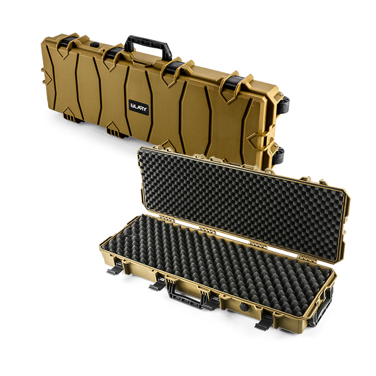 Large Wheeled Airsoft Rifle Hard Gun Case - Brown (Wave)