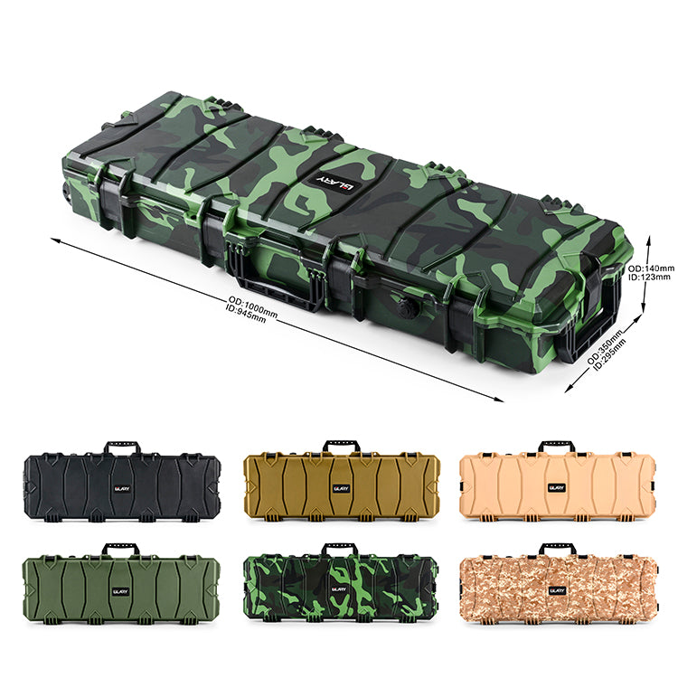 Large Wheeled Airsoft Rifle Hard Gun Case - Green Camouflage (Wave)