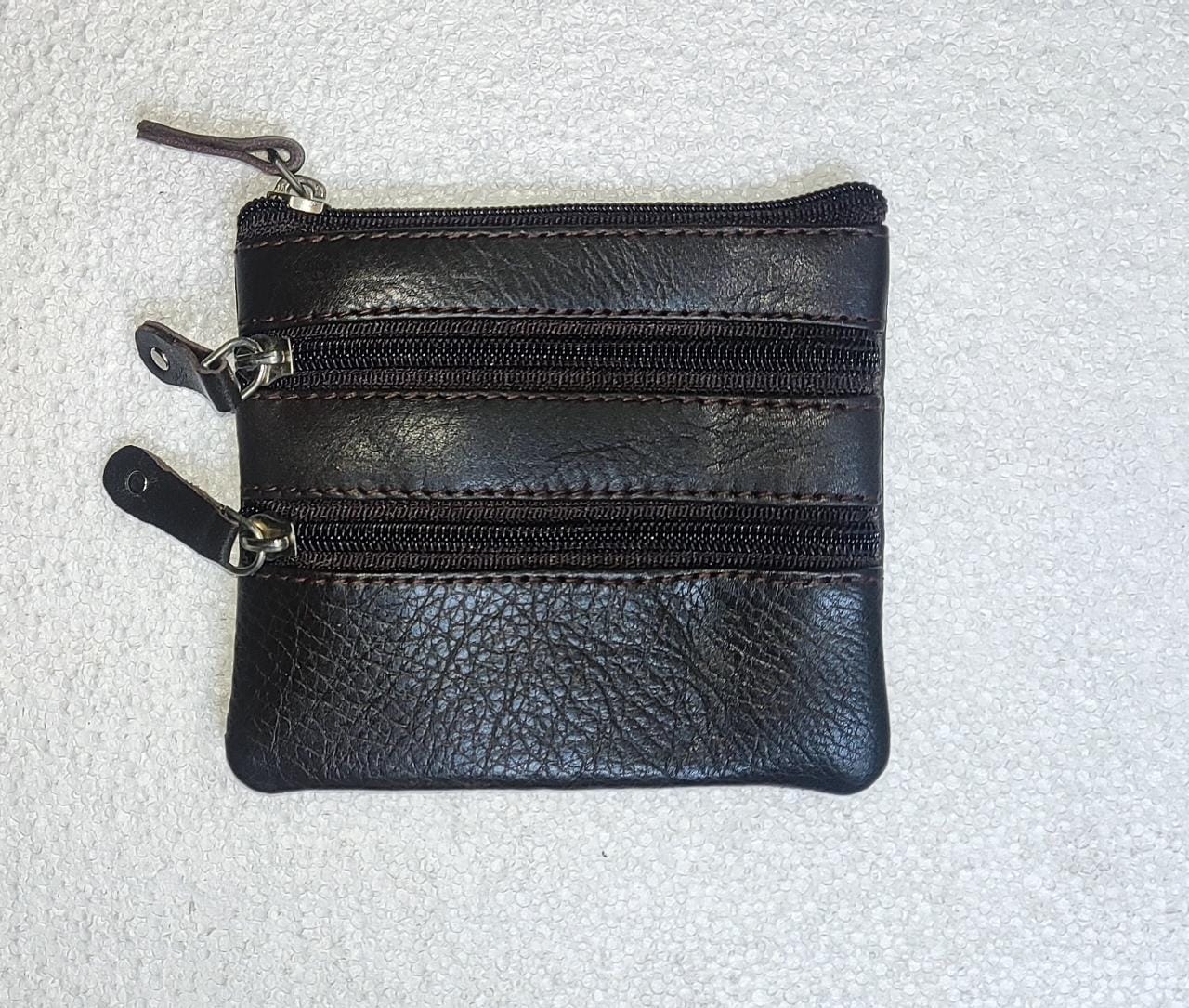 Small Coin Pouch Purse Key Holder Leather Zip Wallet Card Holder