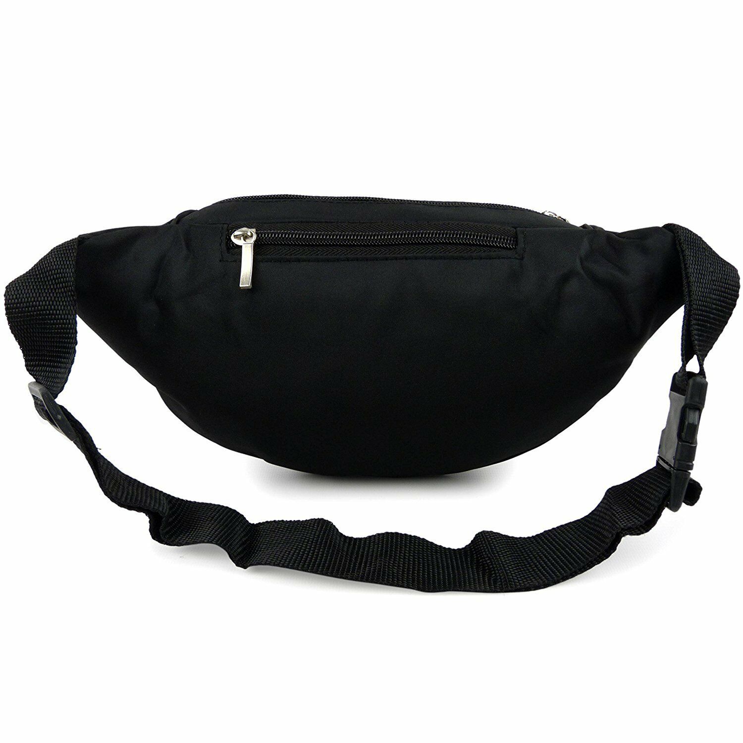 BLACK Waist BUM BAG travel GOOD quality 4 zips Mens Ladies Unisex